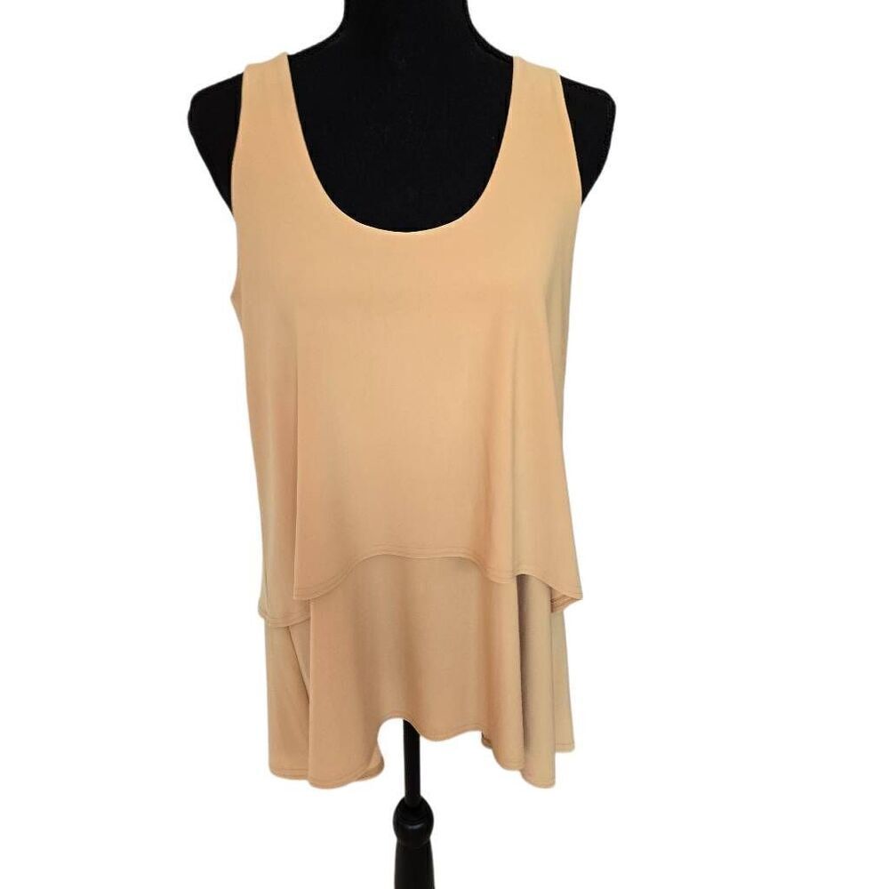 Sympli Womens Scoop Neck Sleeveless Tiered Tunic Tank Top Butterscotch Size 10